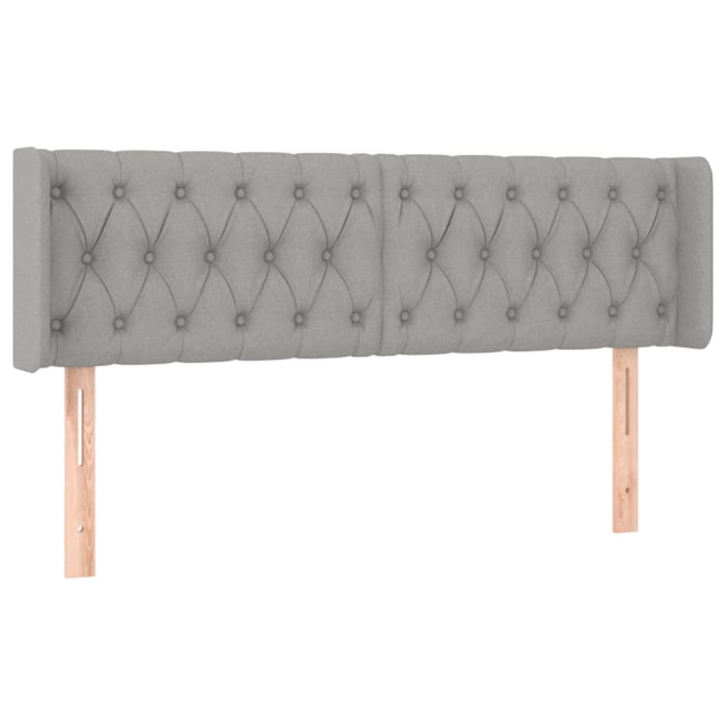 sengegavl med LED-lys 147x16x78/88 cm stof lysegrå