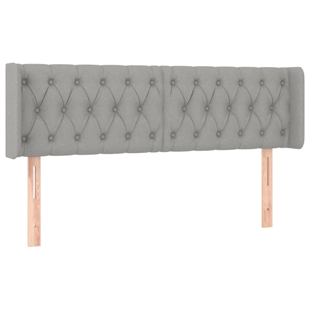 sengegavl med LED-lys 163x16x78/88 cm stof lysegrå