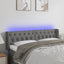 sengegavl med LED-lys 163x16x78/88 cm stof mørkegrå