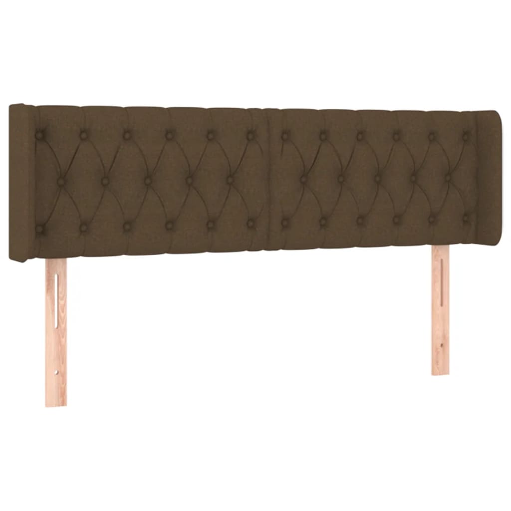 sengegavl med LED-lys 163x16x78/88 cm stof mørkebrun