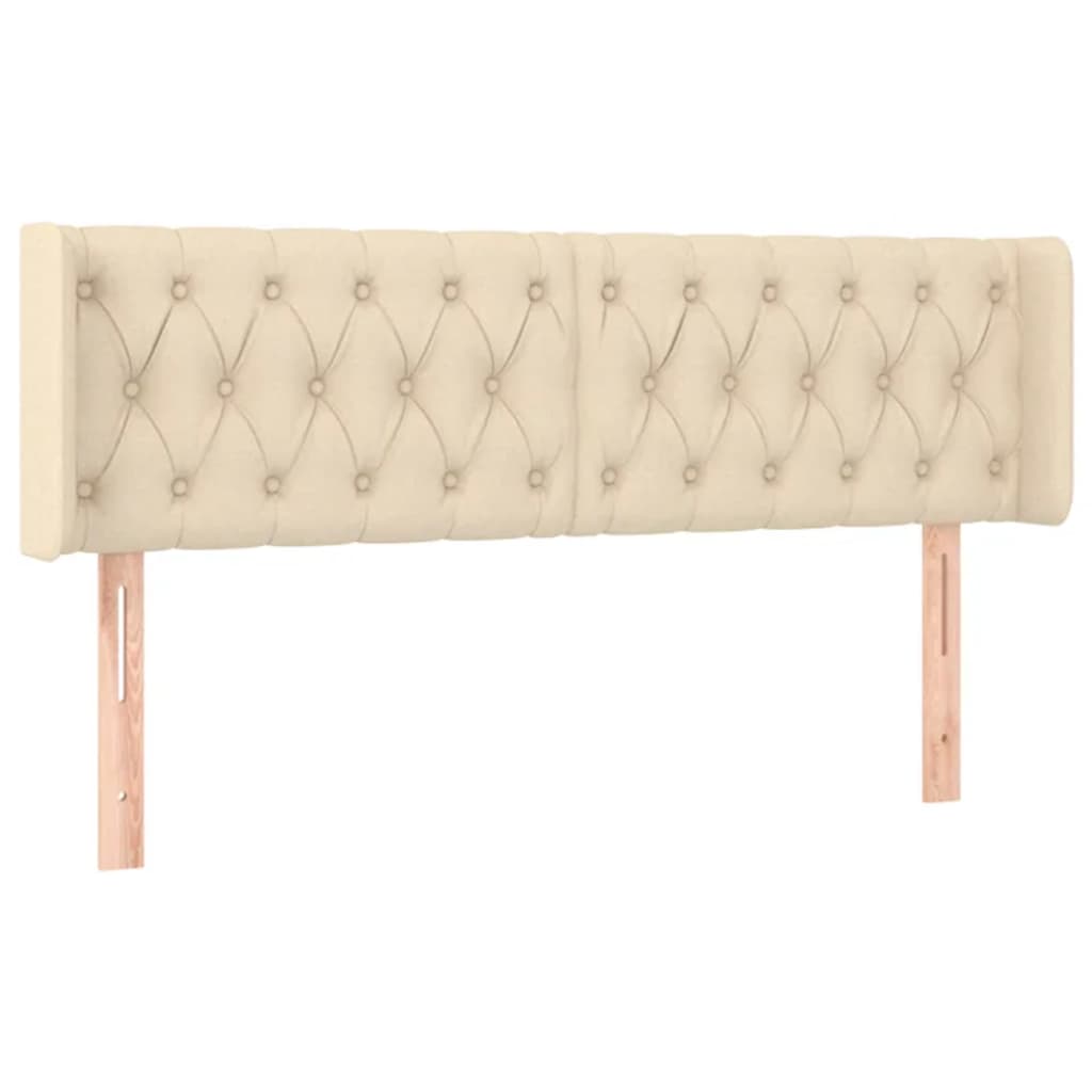 sengegavl med LED-lys 163x16x78/88 cm stof cremefarvet