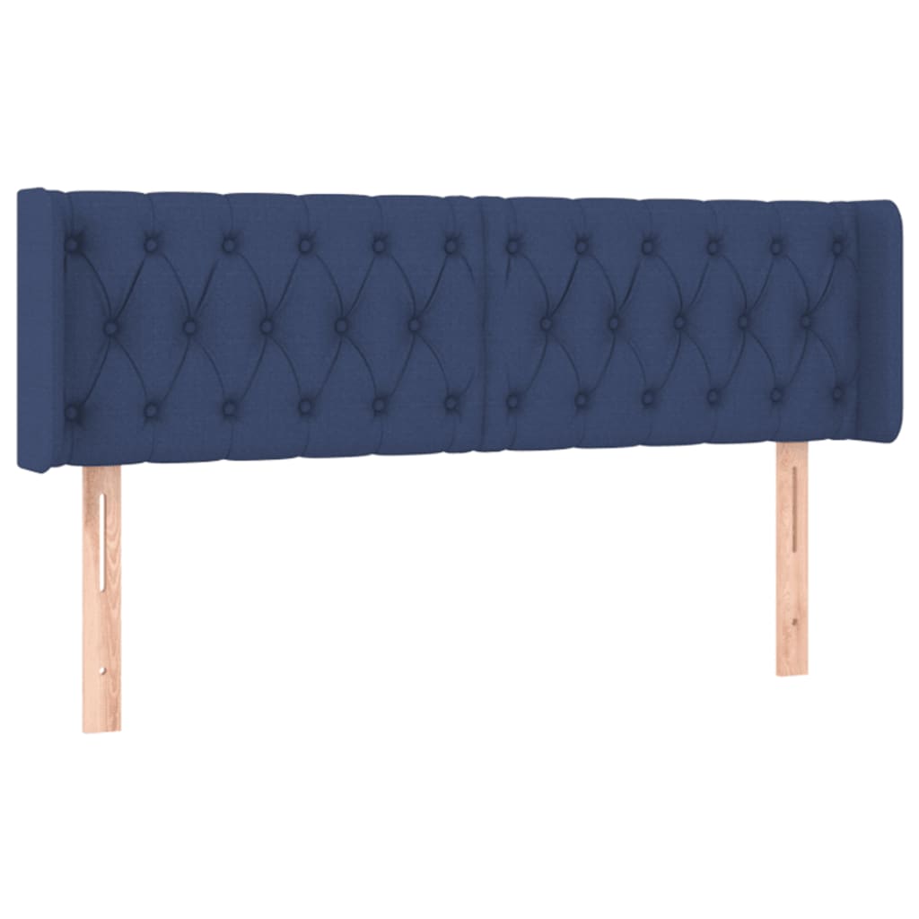 sengegavl med LED-lys 163x16x78/88 cm stof blå