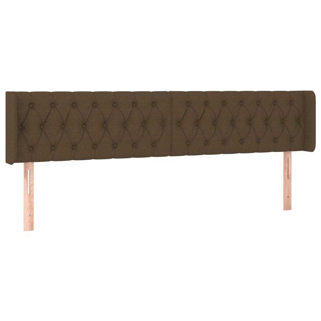 sengegavl med LED-lys 183x16x78/88 cm stof mørkebrun