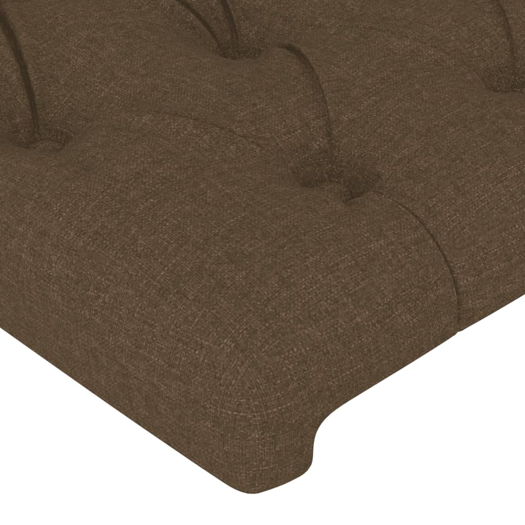 sengegavl med LED-lys 183x16x78/88 cm stof mørkebrun