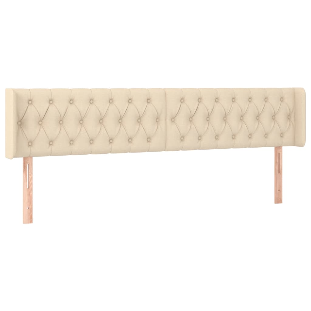 sengegavl med LED-lys 183x16x78/88 cm stof cremefarvet
