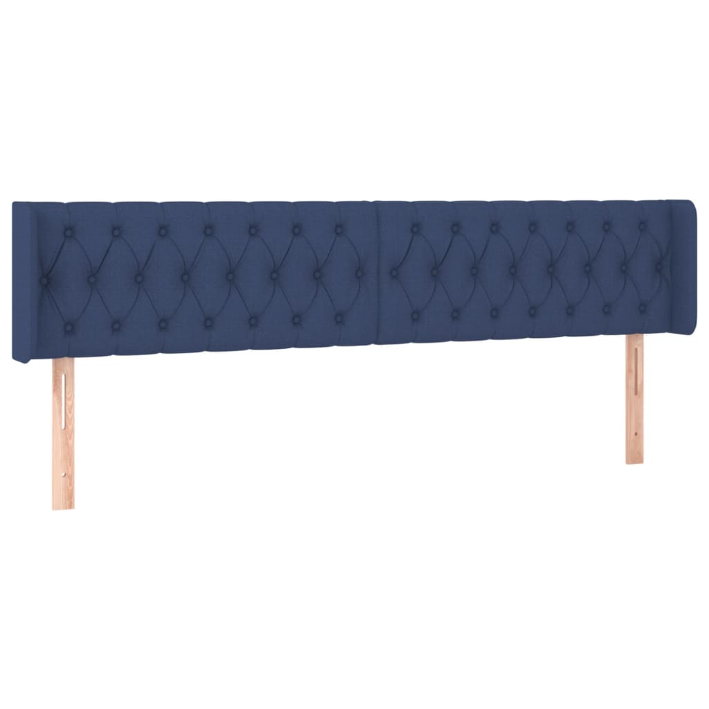 sengegavl med LED-lys 183x16x78/88 cm stof blå