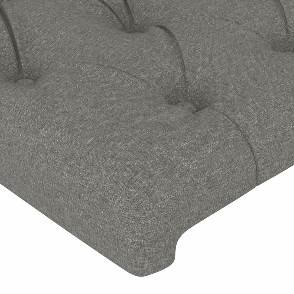 sengegavl med LED-lys 203x16x78/88 cm stof mørkegrå