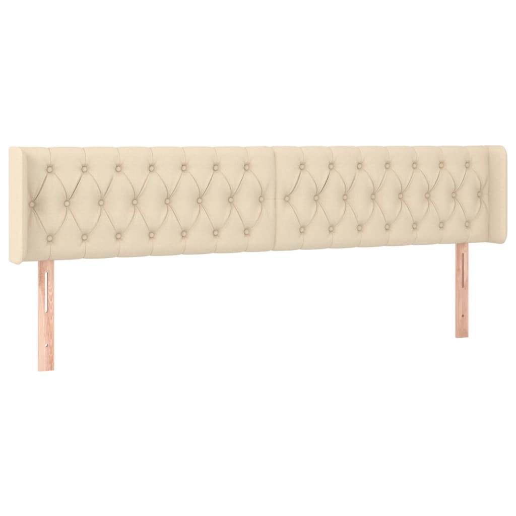 sengegavl med LED-lys 203x16x78/88 cm stof cremefarvet