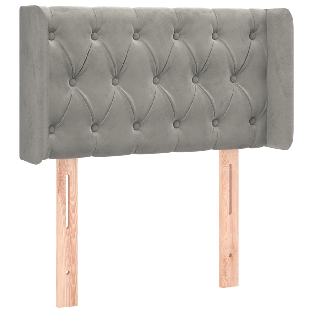 sengegavl med LED-lys 83x16x78/88 cm fløjl lysegrå