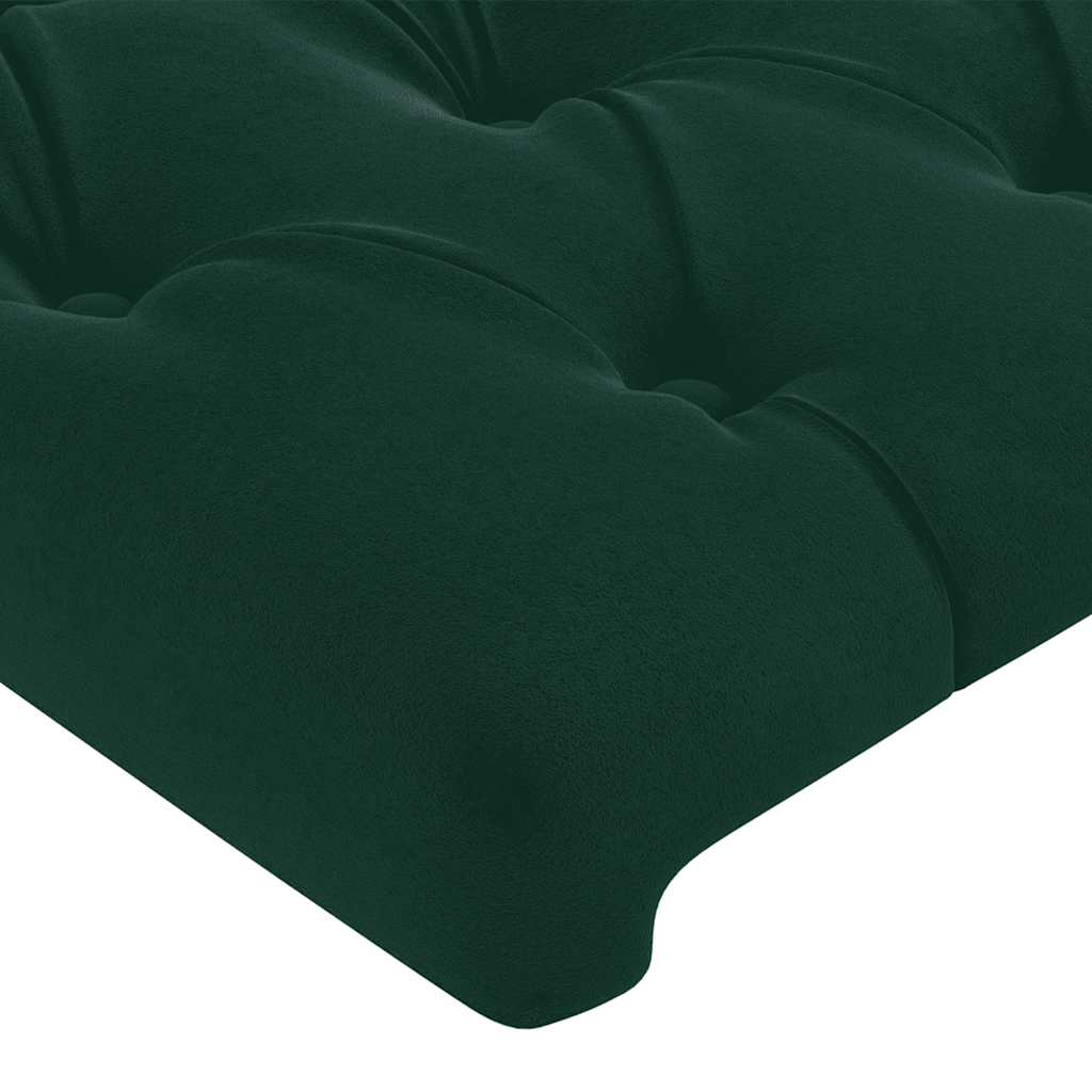 sengegavl med LED-lys 83x16x78/88 cm fløjl Mørkegrøn