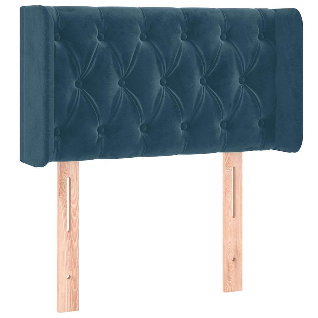 sengegavl med LED-lys 83x16x78/88 cm stof Mørkeblå
