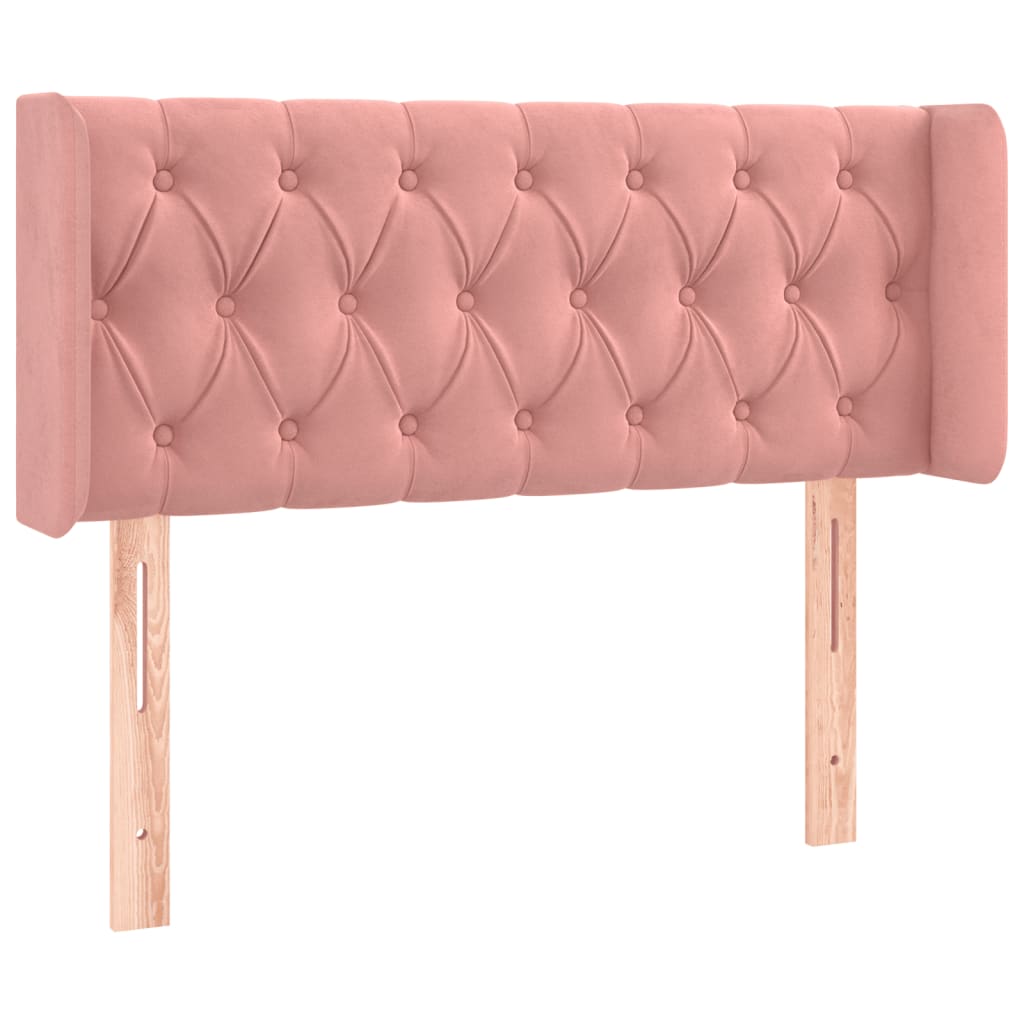 sengegavl med LED-lys 93x16x78/88 cm fløjl lyserød