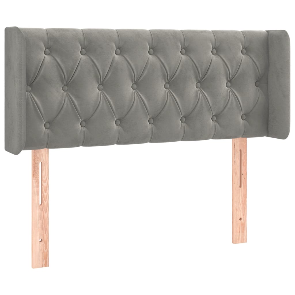 sengegavl med LED-lys 103x16x78/88 cm fløjl lysegrå