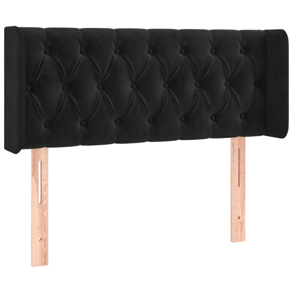 sengegavl med LED-lys 103x16x78/88 cm fløjl sort