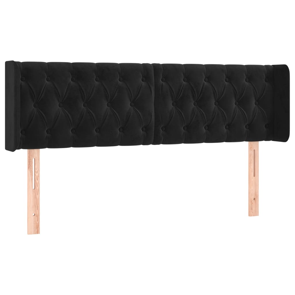 sengegavl med LED-lys 147x16x78/88 cm fløjl sort