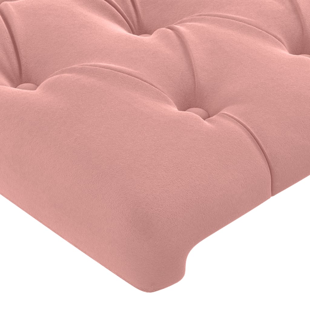 sengegavl med LED-lys 147x16x78/88 cm fløjl lyserød