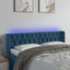sengegavl med LED-lys 163x16x78/88 cm fløjl mørkeblå