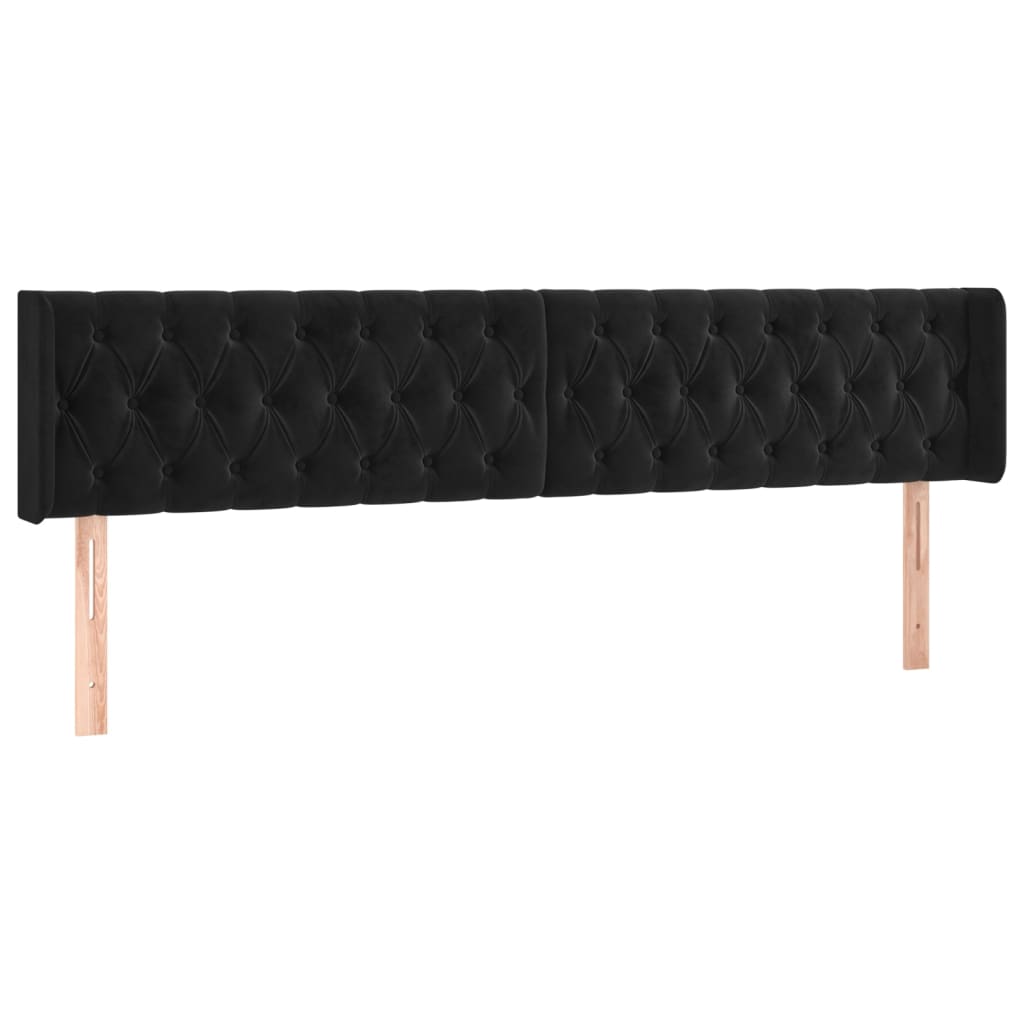 sengegavl med LED-lys 203x16x78/88 cm fløjl sort