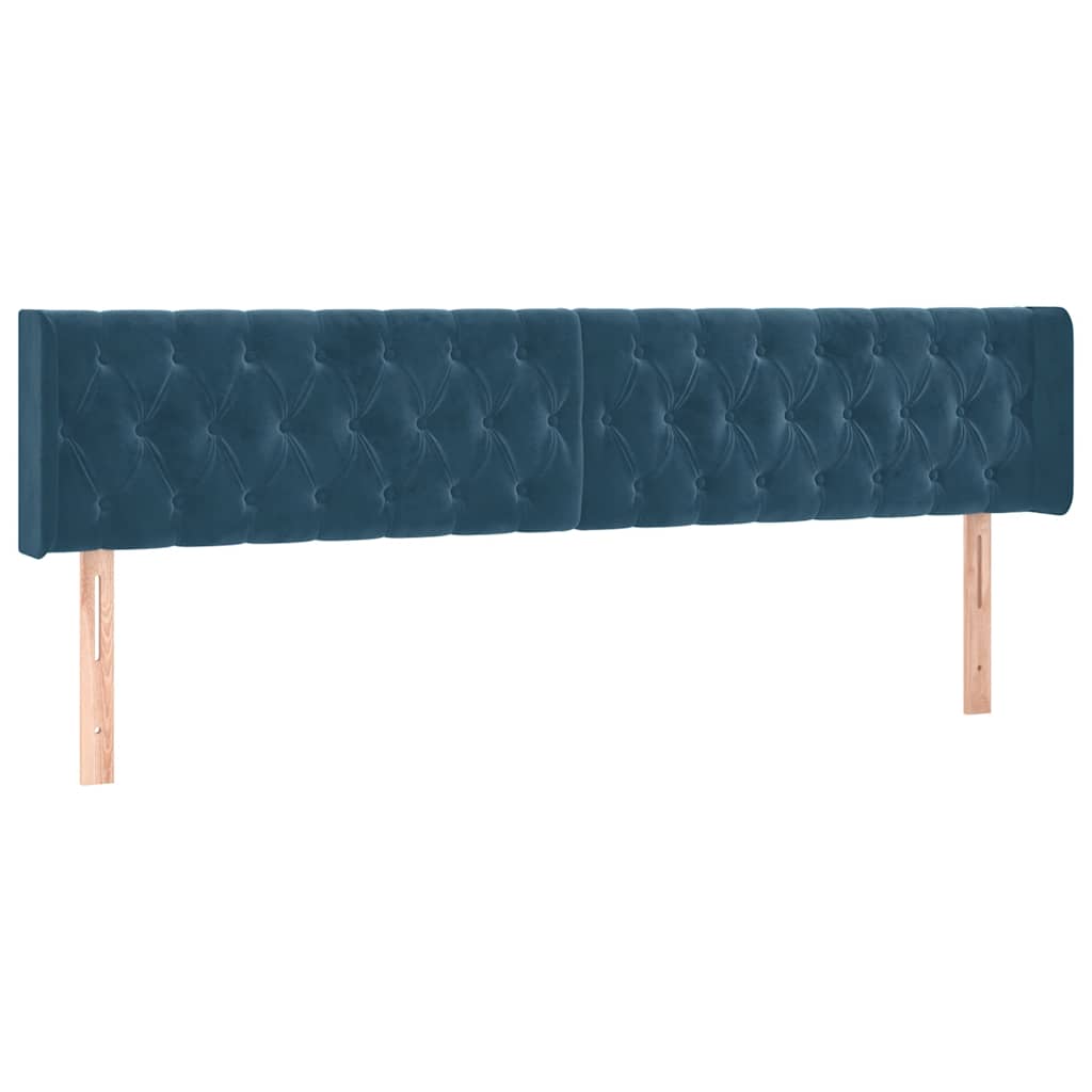sengegavl med LED-lys 203x16x78/88 cm fløjl mørkeblå