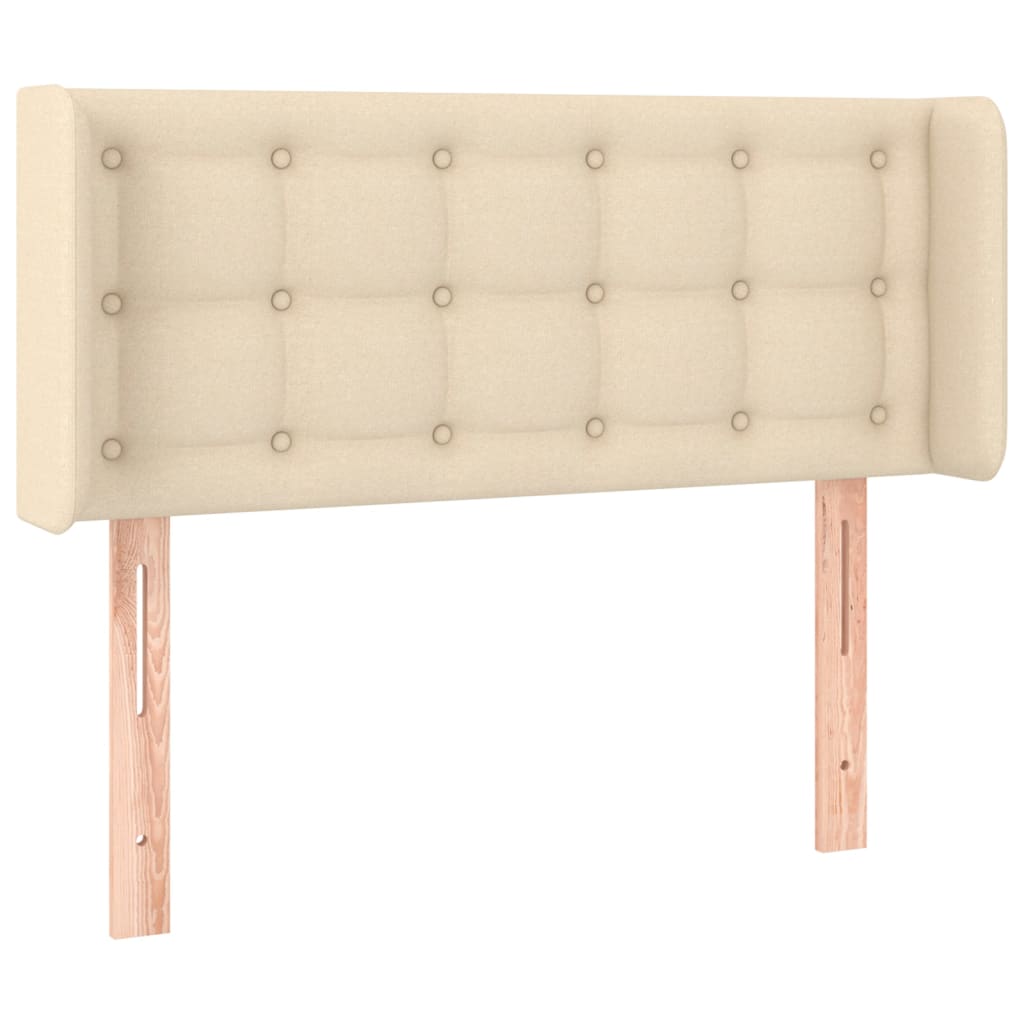 sengegavl med LED-lys 83x16x78/88 cm stof cremefarvet