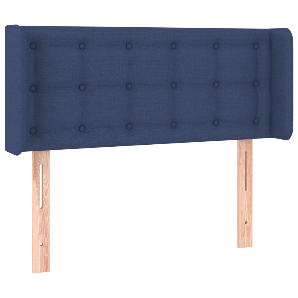 sengegavl med LED-lys 83x16x78/88 cm stof blå