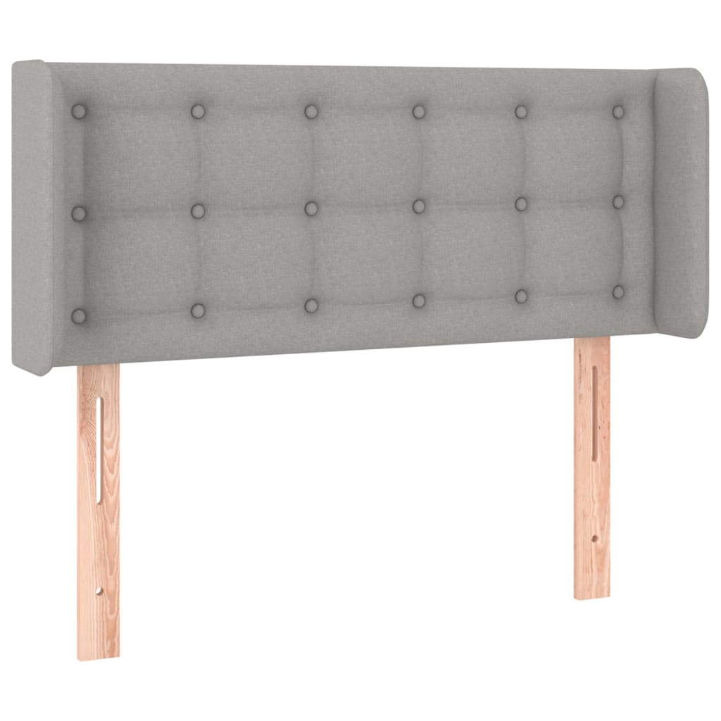 sengegavl med LED-lys 93x16x78/88 cm stof lysegrå