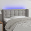 sengegavl med LED-lys 93x16x78/88 cm stof lysegrå