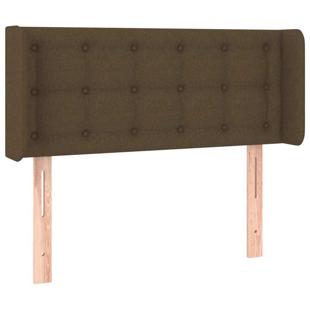 sengegavl med LED-lys 93x16x78/88 cm stof mørkebrun