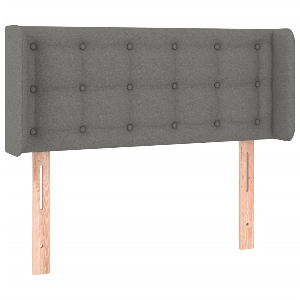 sengegavl med LED-lys 103x16x78/88 cm stof mørkegrå
