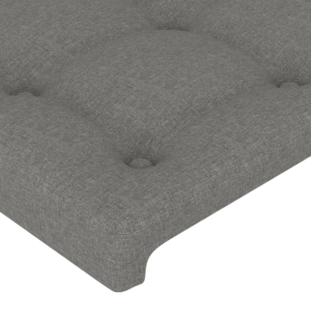 sengegavl med LED-lys 103x16x78/88 cm stof mørkegrå