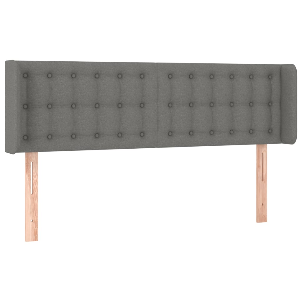 sengegavl med LED-lys 147x16x78/88 cm stof mørkegrå