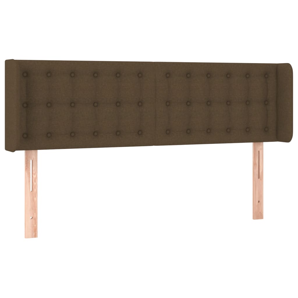 sengegavl med LED-lys 147x16x78/88 cm stof mørkebrun