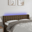 sengegavl med LED-lys 147x16x78/88 cm stof mørkebrun