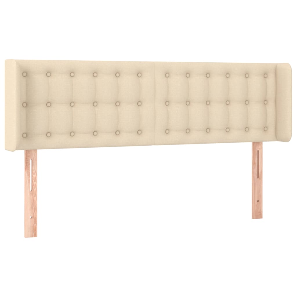 sengegavl med LED-lys 147x16x78/88 cm stof cremefarvet