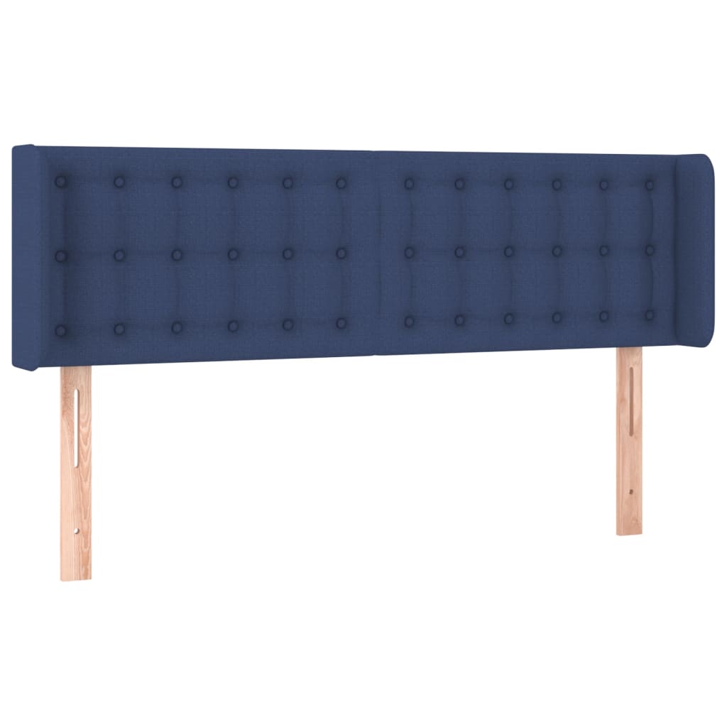 sengegavl med LED-lys 147x16x78/88 cm stof blå