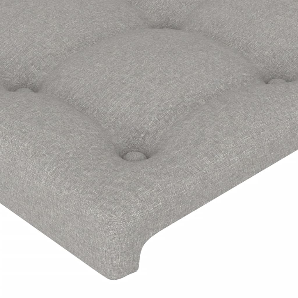 sengegavl med LED-lys 163x16x78/88 cm stof lysegrå