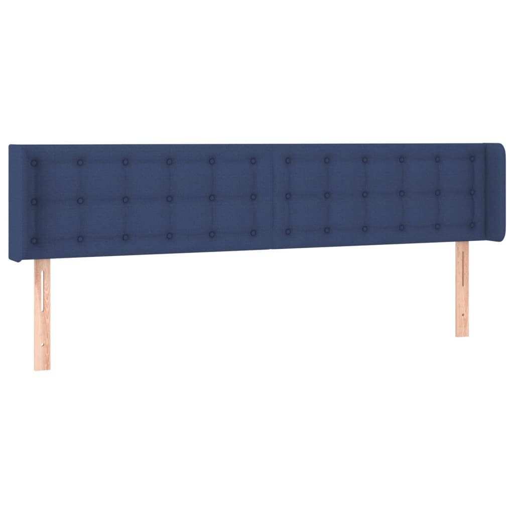 sengegavl med LED-lys 183x16x78/88 cm stof blå