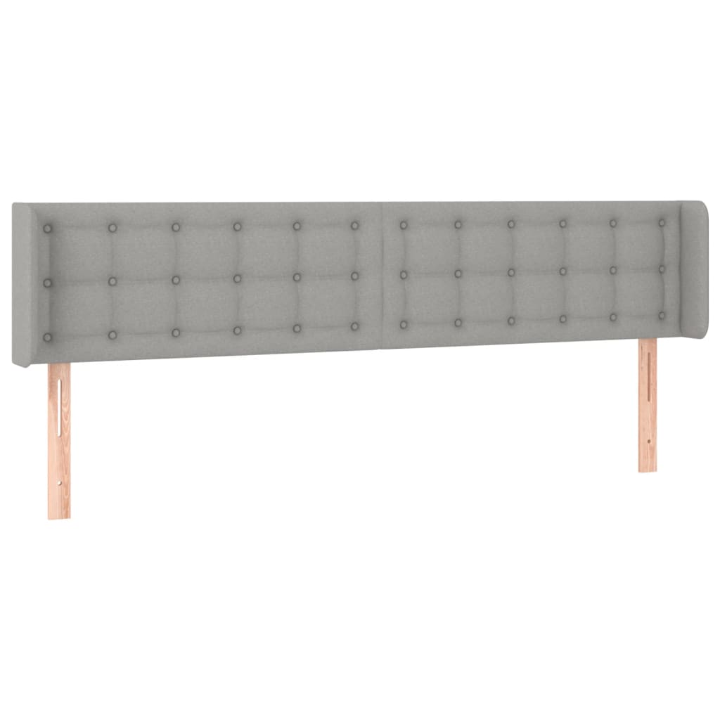 sengegavl med LED-lys 203x16x78/88 cm stof lysegrå