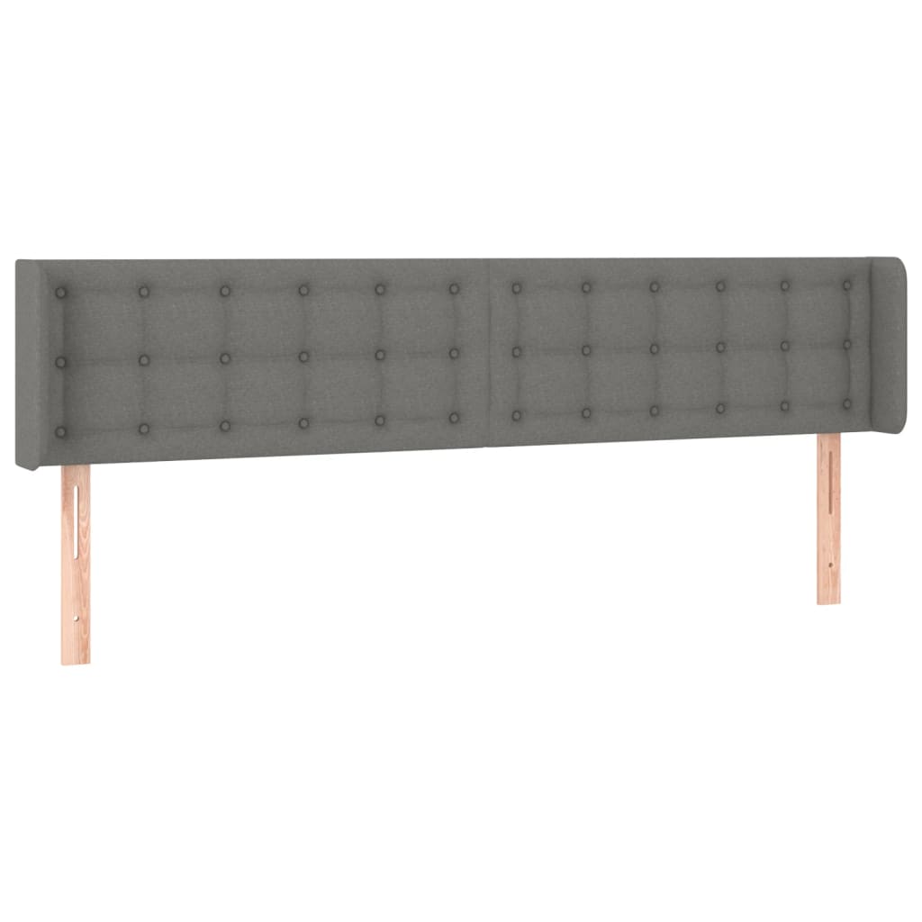 sengegavl med LED-lys 203x16x78/88 cm stof mørkegrå