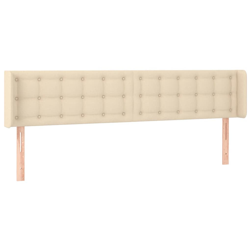 sengegavl med LED-lys 203x16x78/88 cm stof cremefarvet