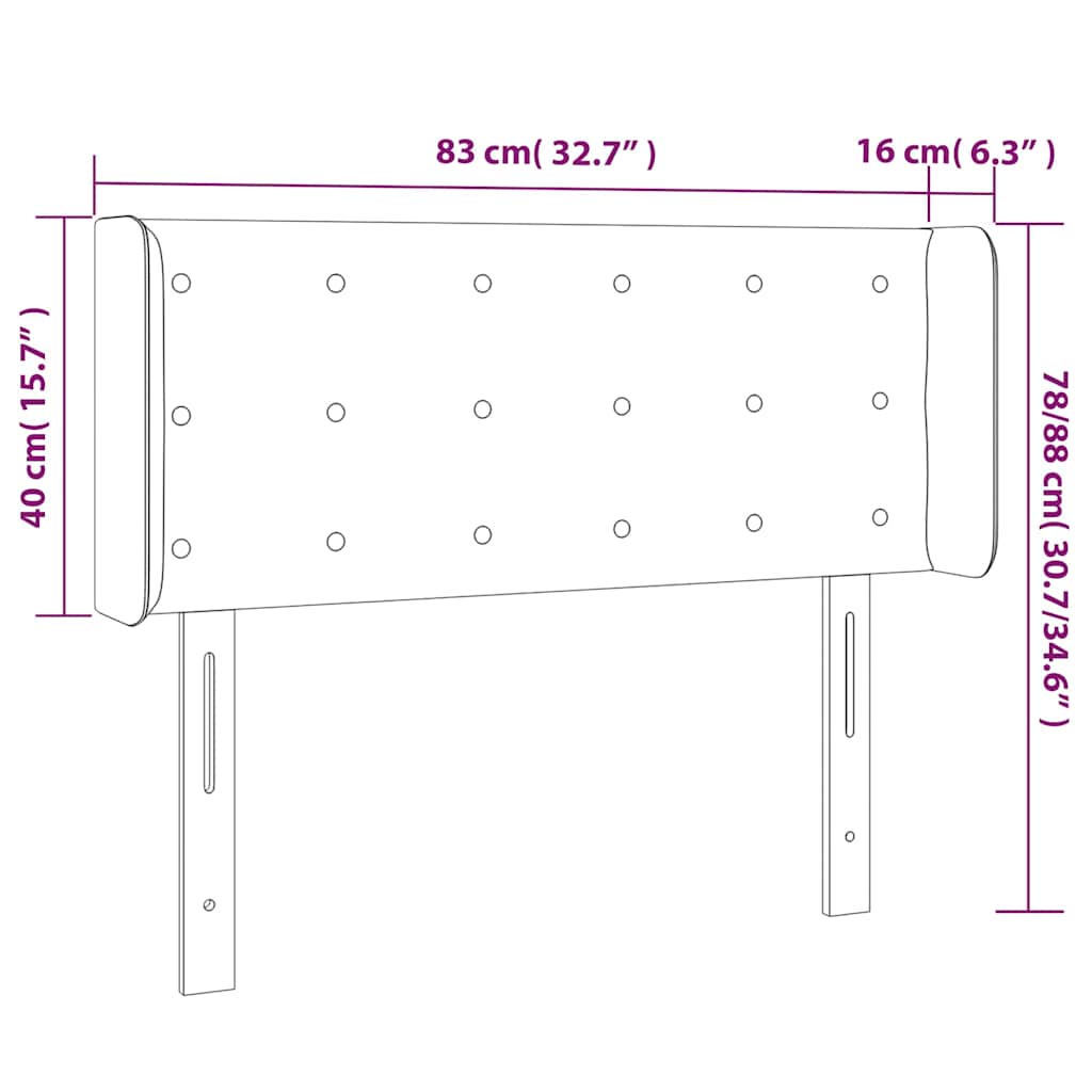sengegavl med LED-lys 83x16x78/88 cm fløjl Mørkegrøn