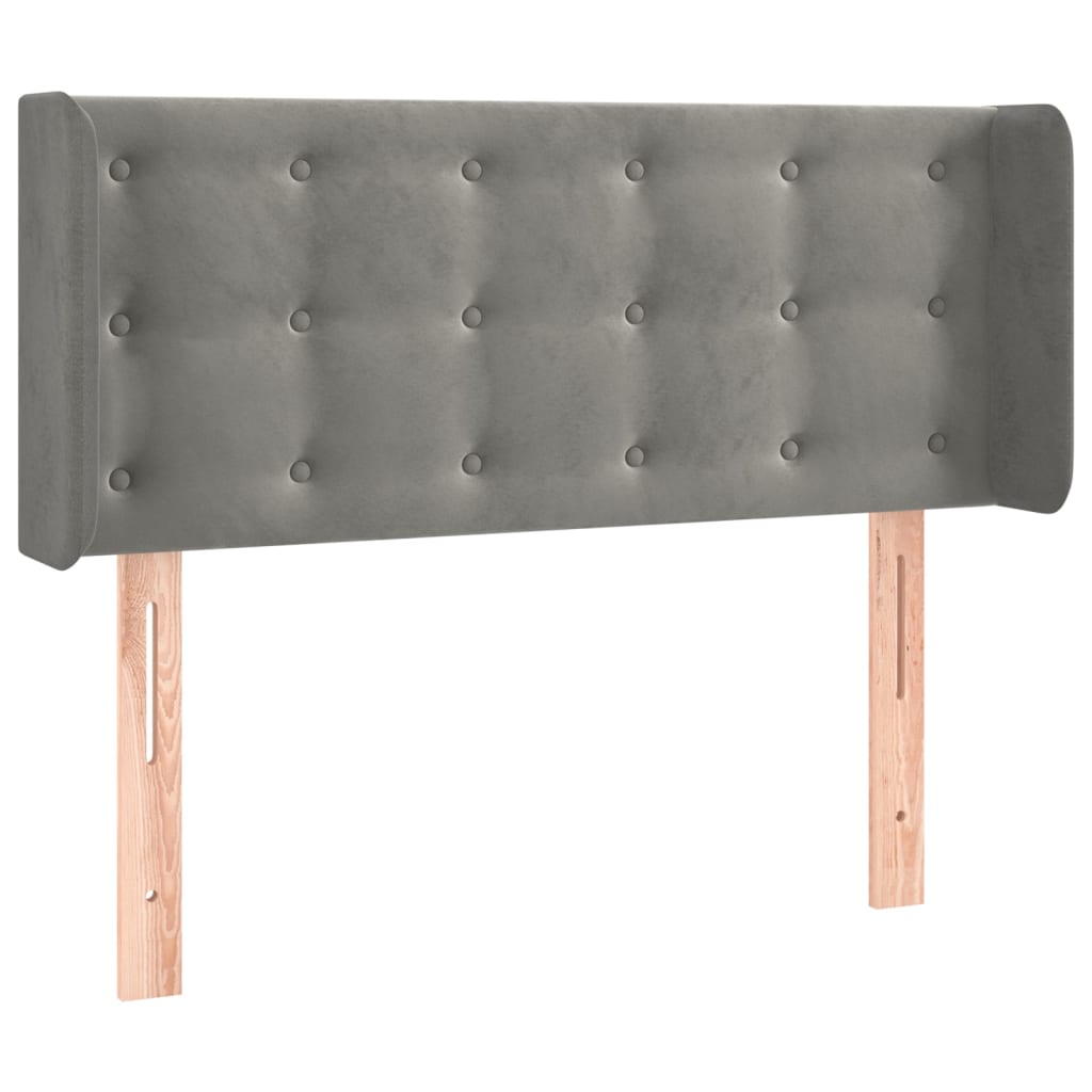 sengegavl med LED-lys 93x16x78/88 cm fløjl lysegrå