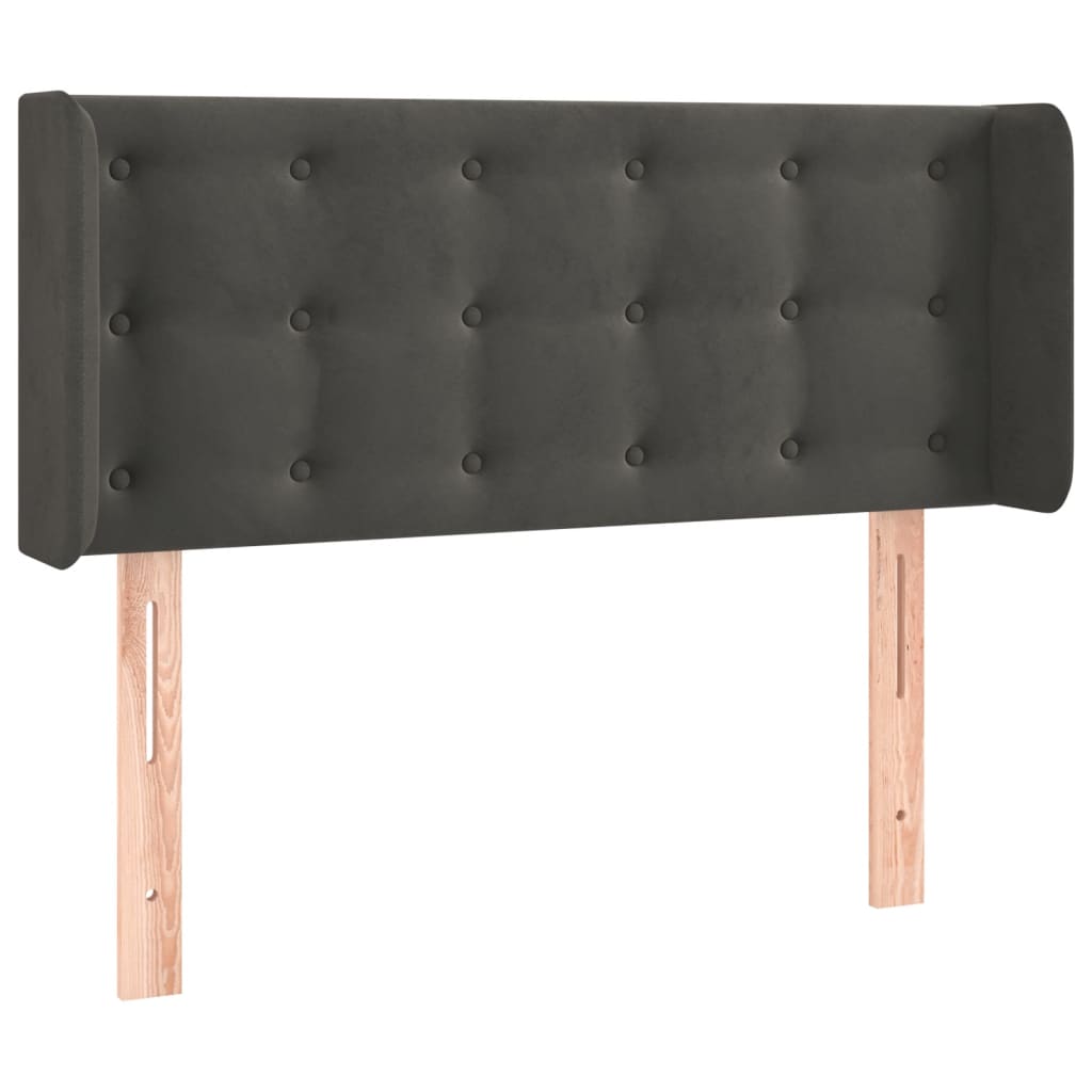 sengegavl med LED-lys 93x16x78/88 cm fløjl mørkegrå
