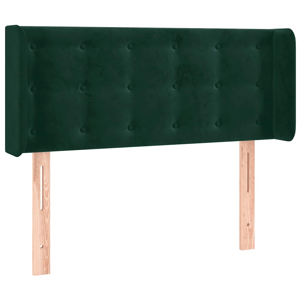 sengegavl med LED-lys 103x16x78/88 cm fløjl mørkegrøn