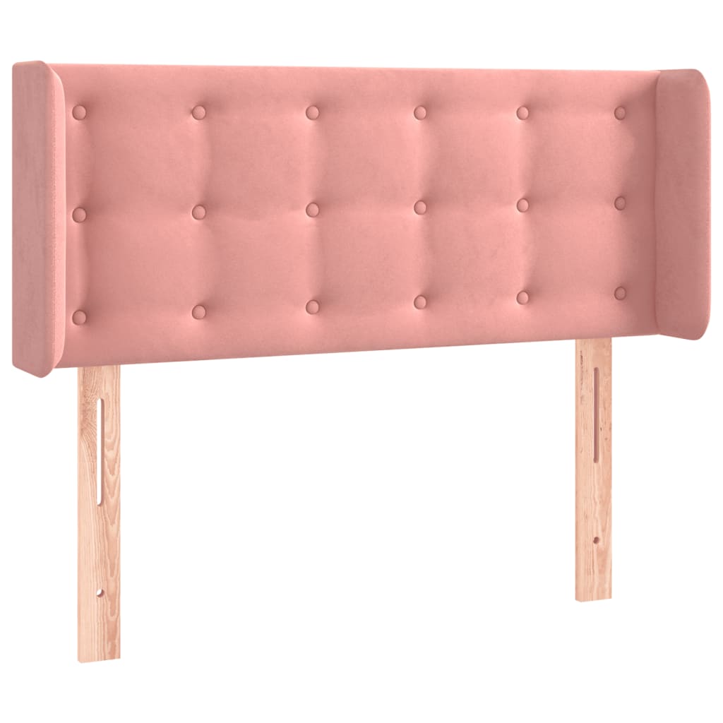 sengegavl med LED-lys 103x16x78/88 cm fløjl lyserød