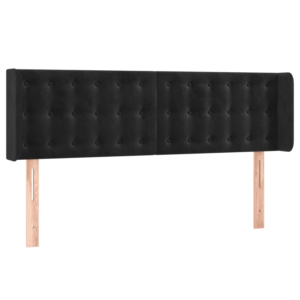 sengegavl med LED-lys 147x16x78/88 cm fløjl sort