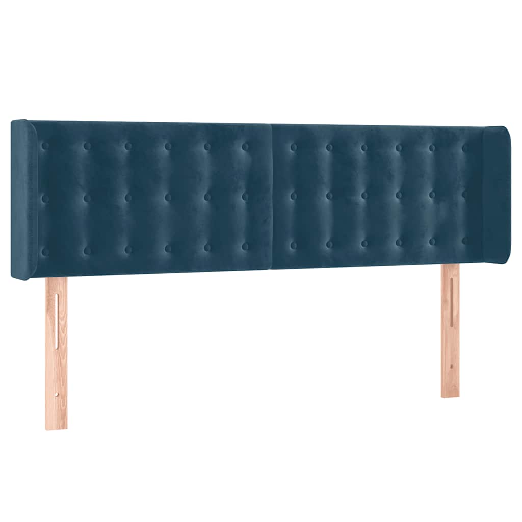 sengegavl med LED-lys 147x16x78/88 cm fløjl mørkeblå