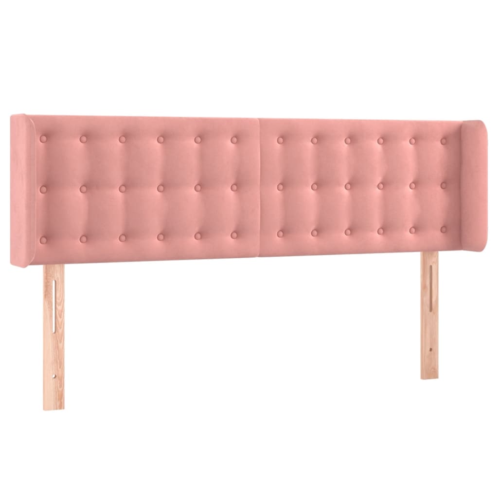 sengegavl med LED-lys 147x16x78/88 cm fløjl lyserød