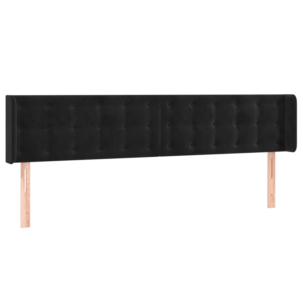 sengegavl med LED-lys 163x16x78/88 cm fløjl sort
