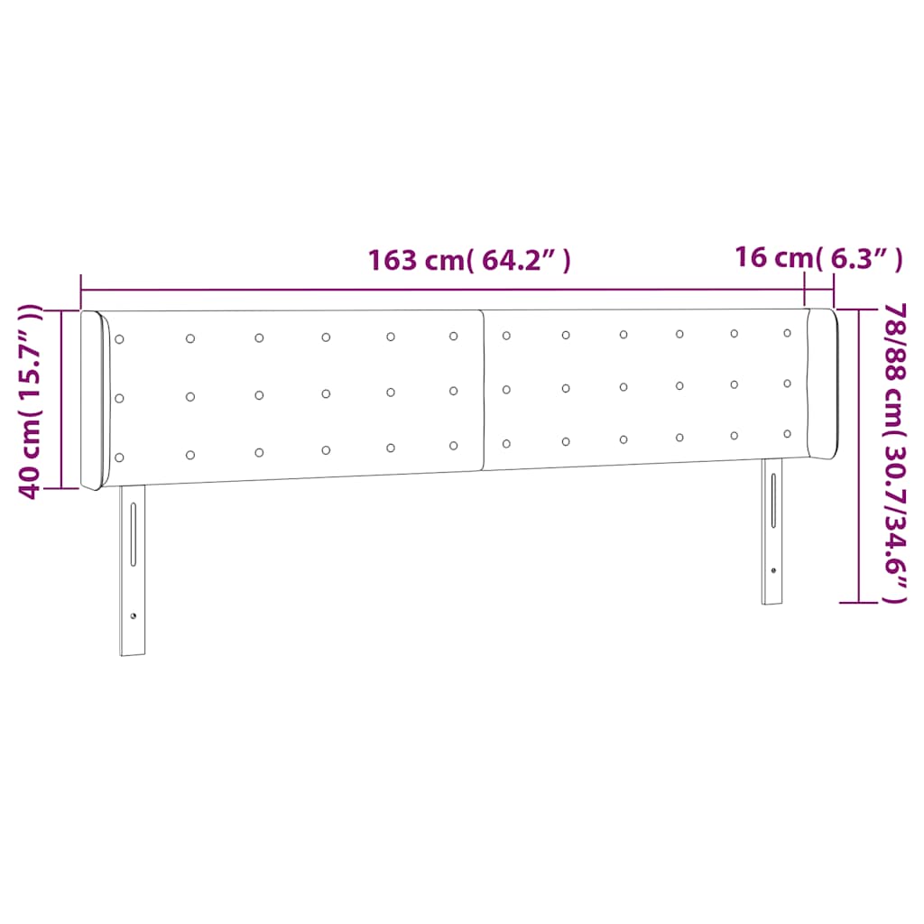 sengegavl med LED-lys 163x16x78/88 cm fløjl mørkegrøn